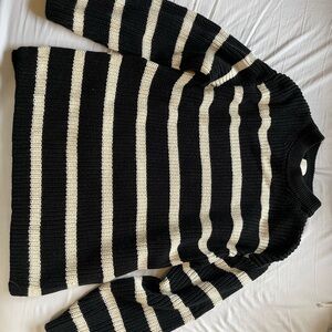 H&M Black and Cream Striped Sweater
